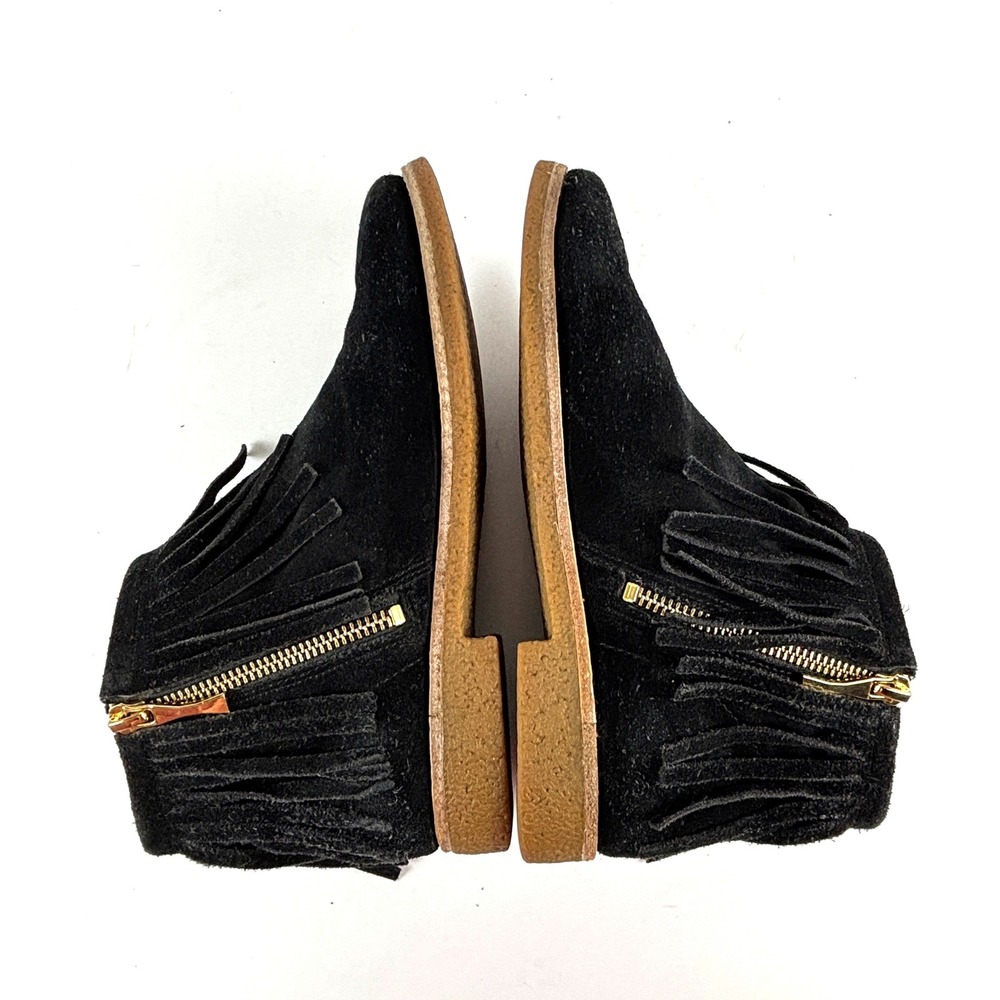 Kate Spade‎ Cute Betsie Black Fringe Suede Bootie Ankle Boot Gold Zipper 6 - Picture 3 of 7